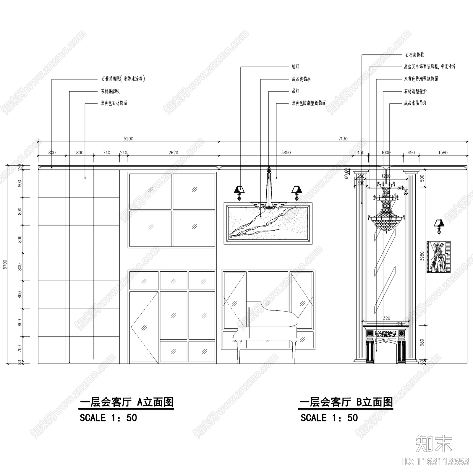 欧式复古古典三层别墅室内家装cad施工图下载【ID:1163113653】