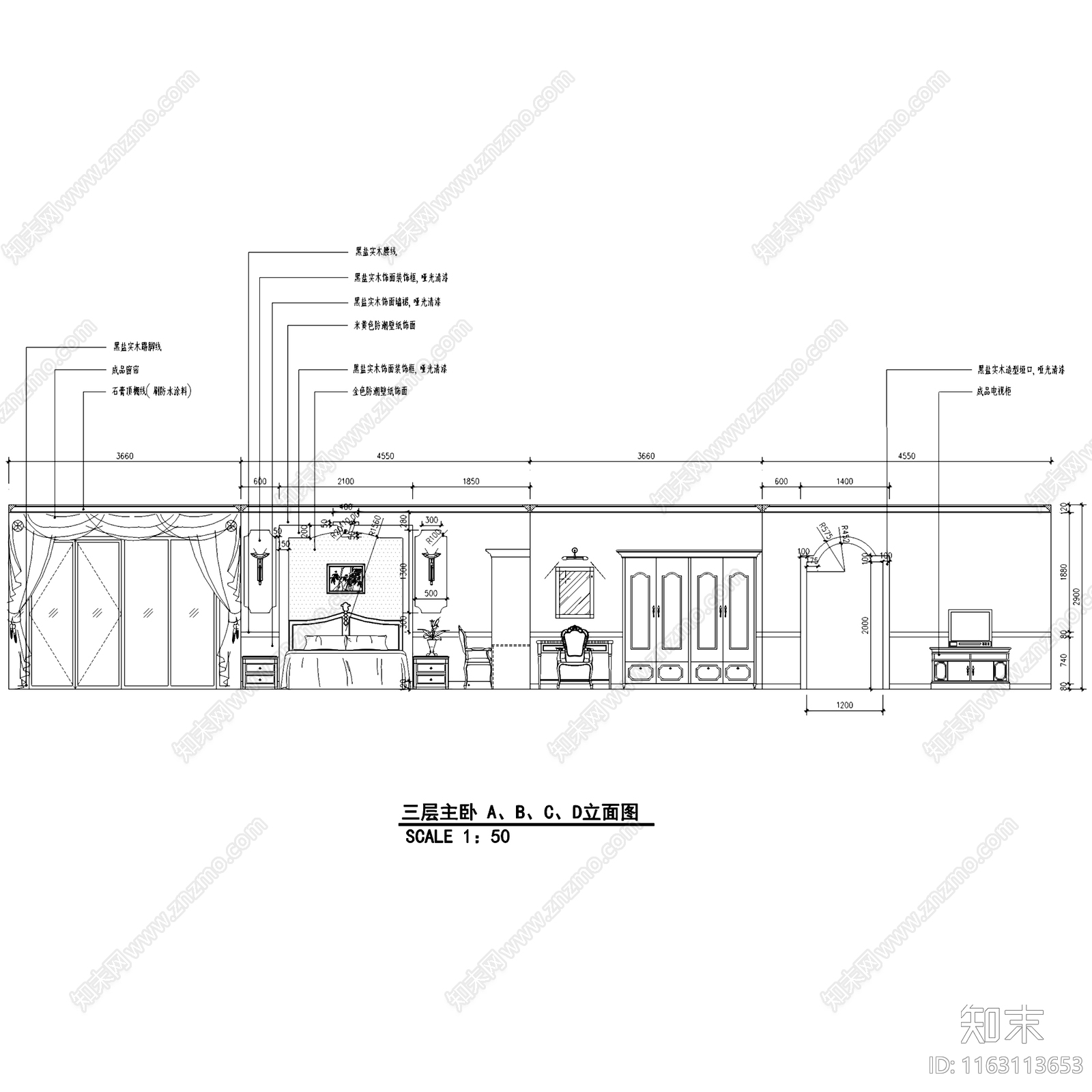 欧式复古古典三层别墅室内家装cad施工图下载【ID:1163113653】