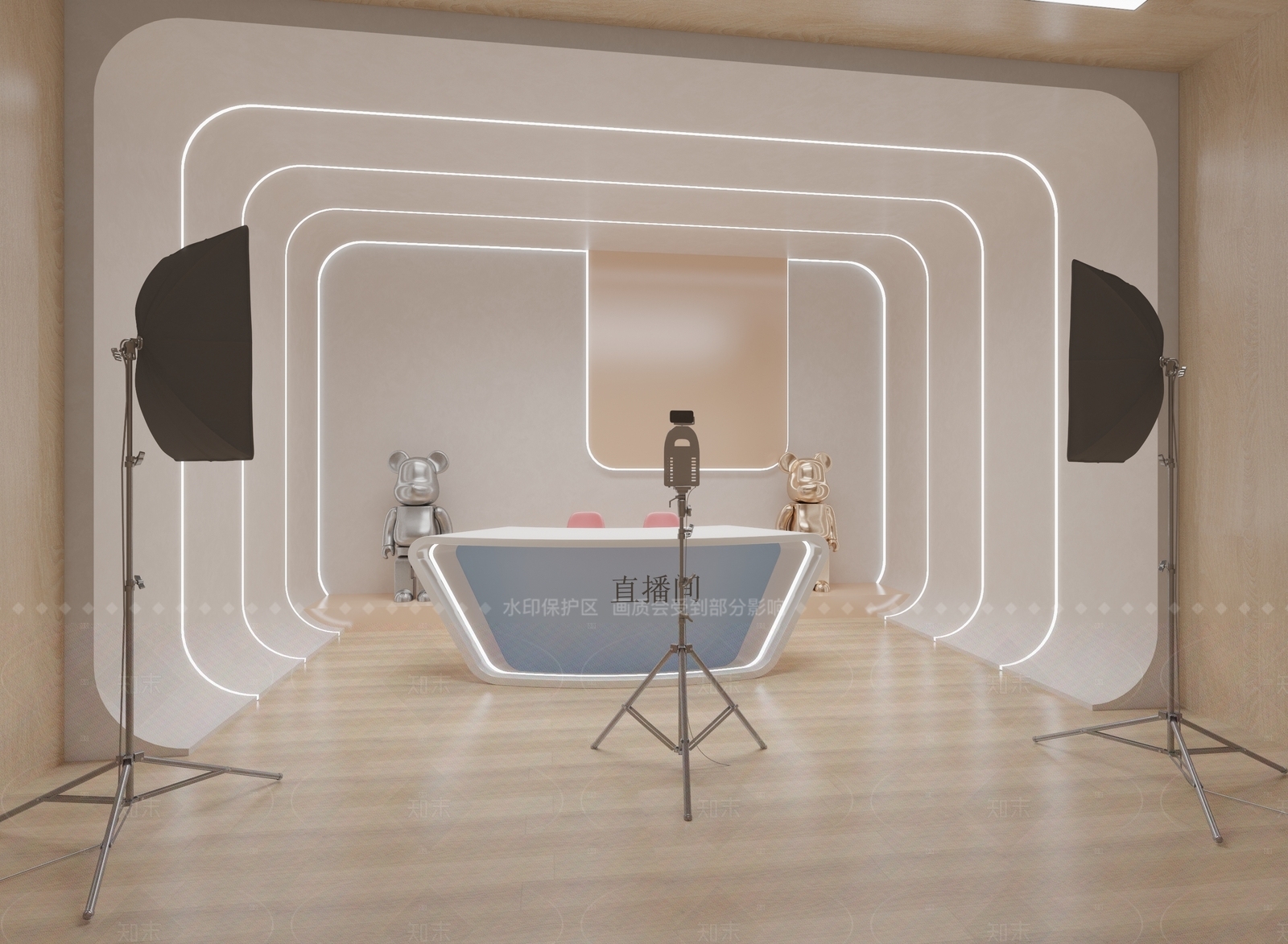 现代直播间3D模型下载【ID:1163118588】
