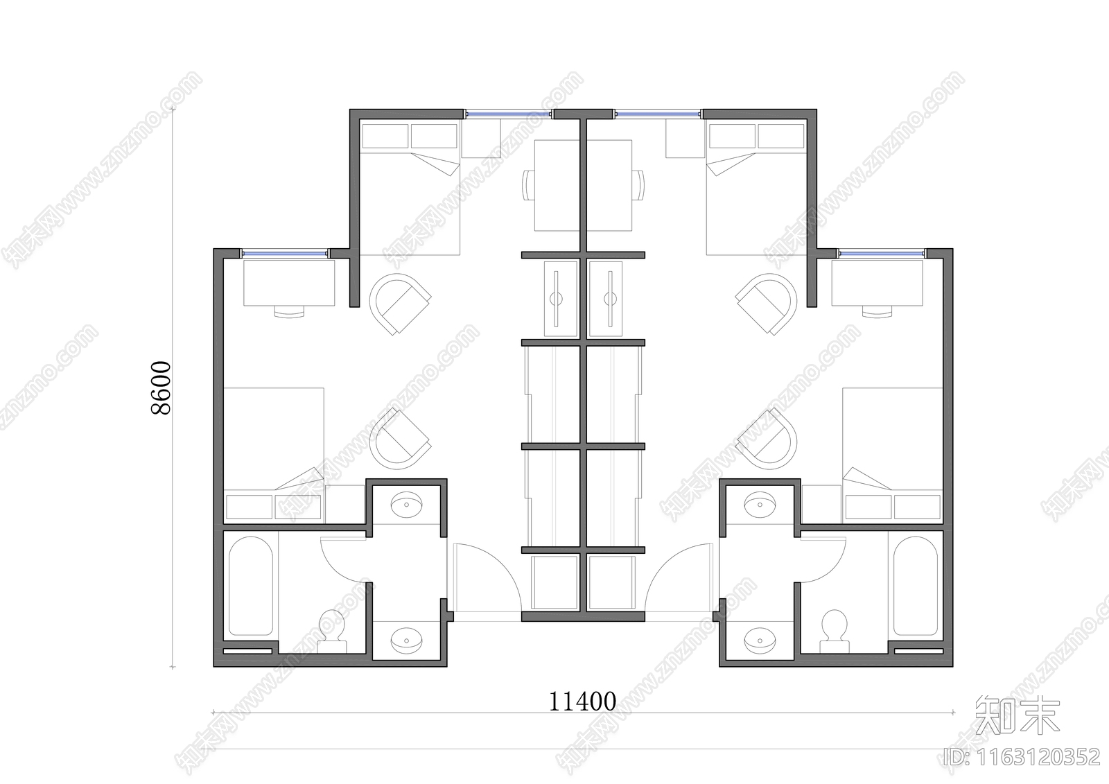 户型优化cad施工图下载【ID:1163120352】