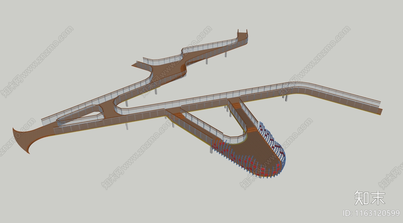 现代景观桥SU模型下载【ID:1163120599】