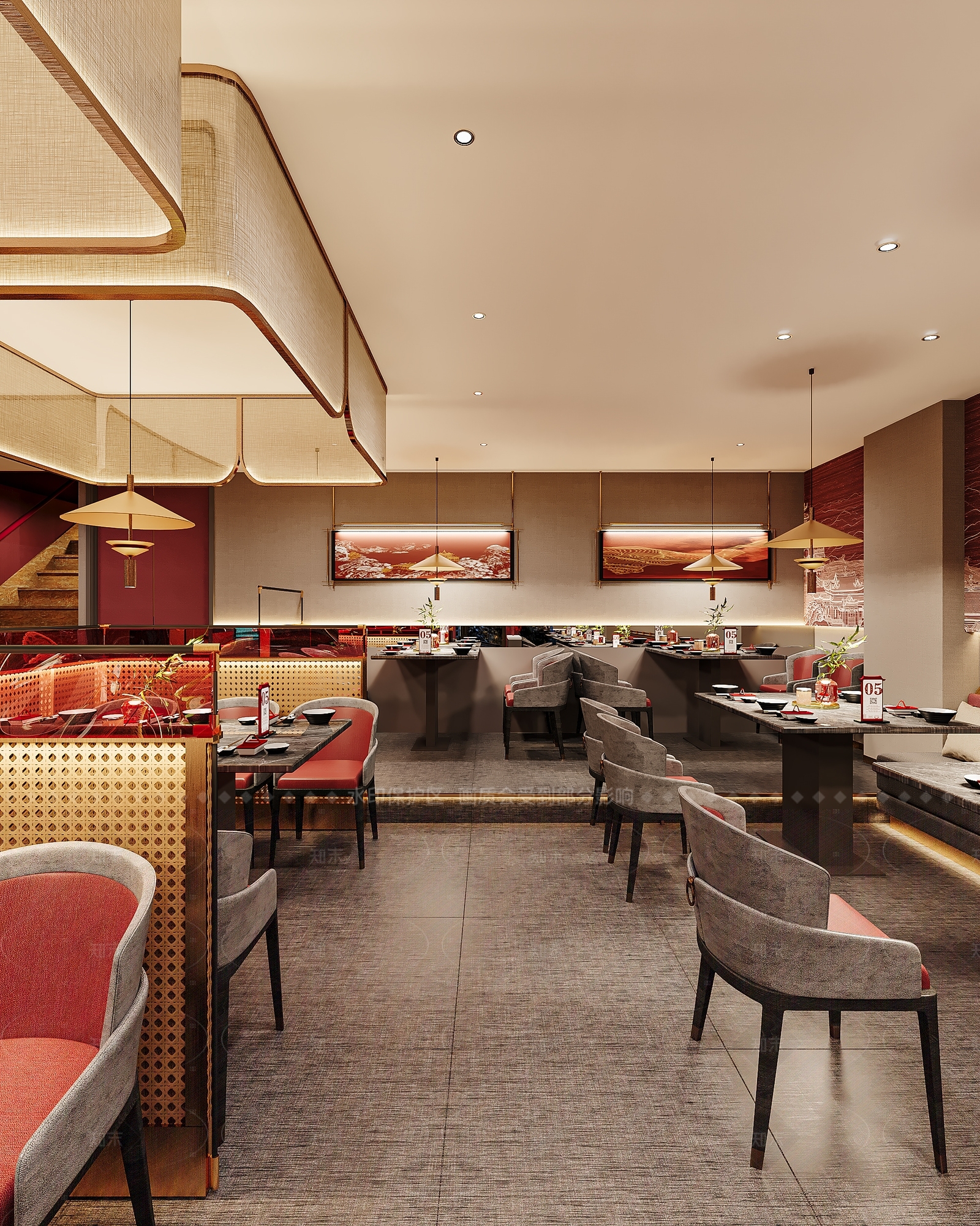 现代轻奢烧烤店3D模型下载【ID:1163122026】