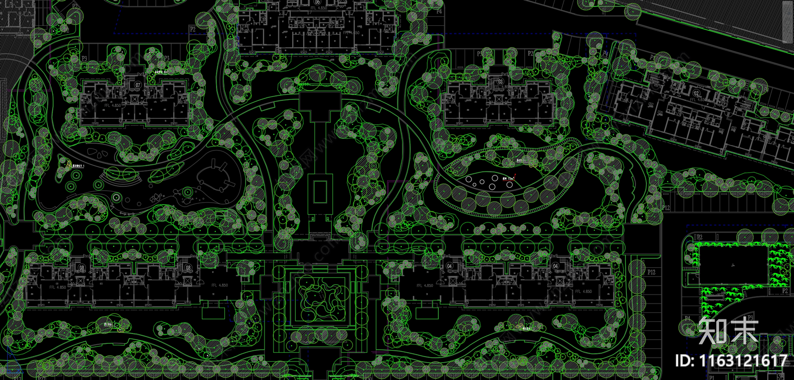 现代新中式小区景观施工图下载【ID:1163121617】