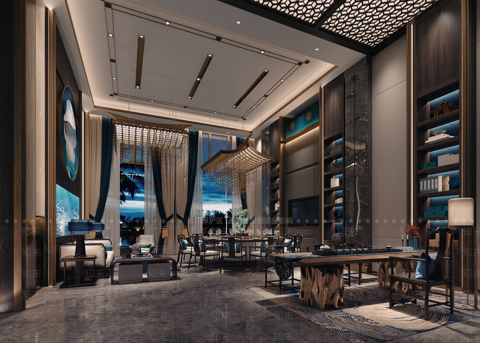 新中式包厢3D模型下载【ID:1163123476】