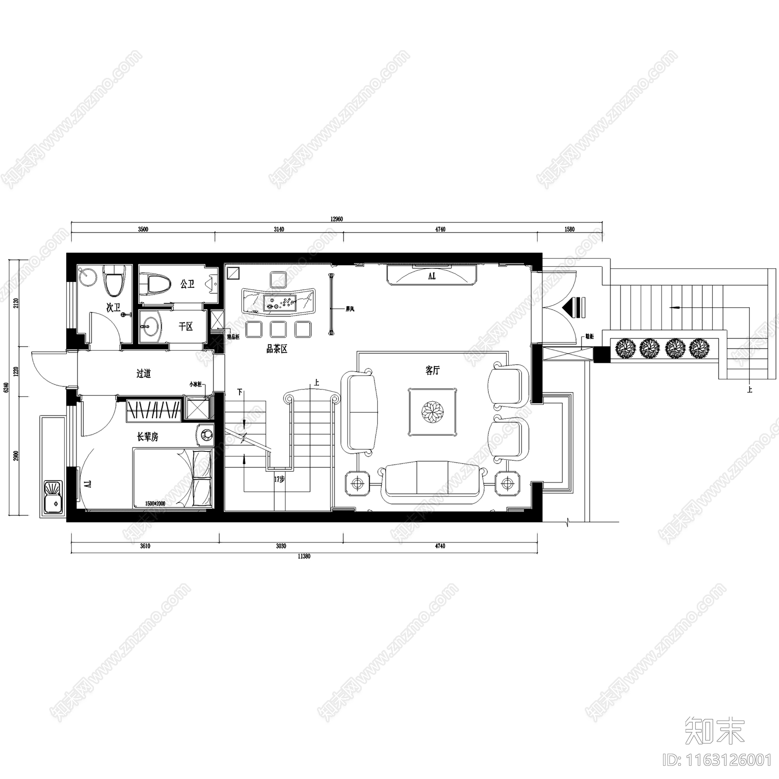 欧式玉屏御景花园五层别墅室内家装cad施工图下载【ID:1163126001】