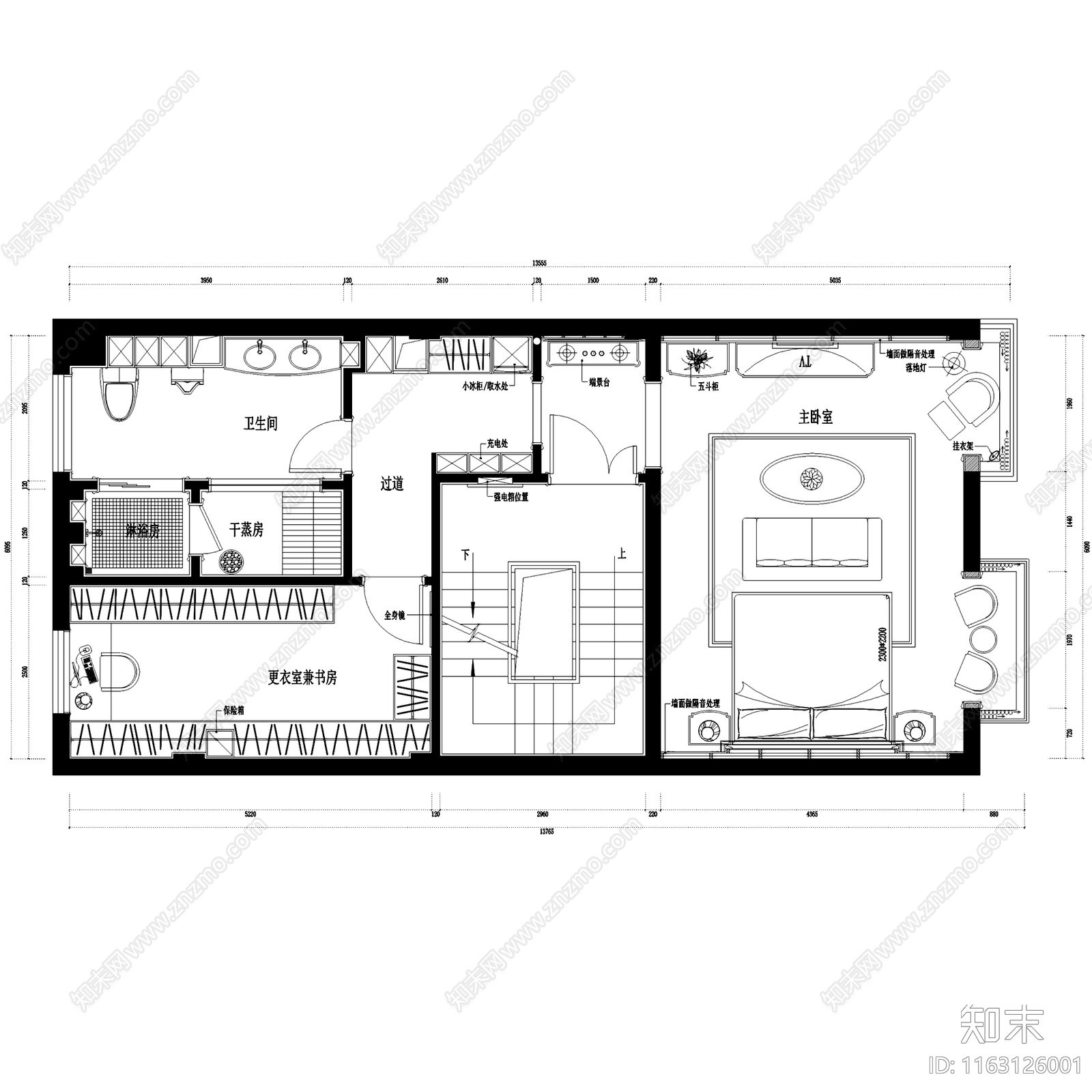 欧式玉屏御景花园五层别墅室内家装cad施工图下载【ID:1163126001】