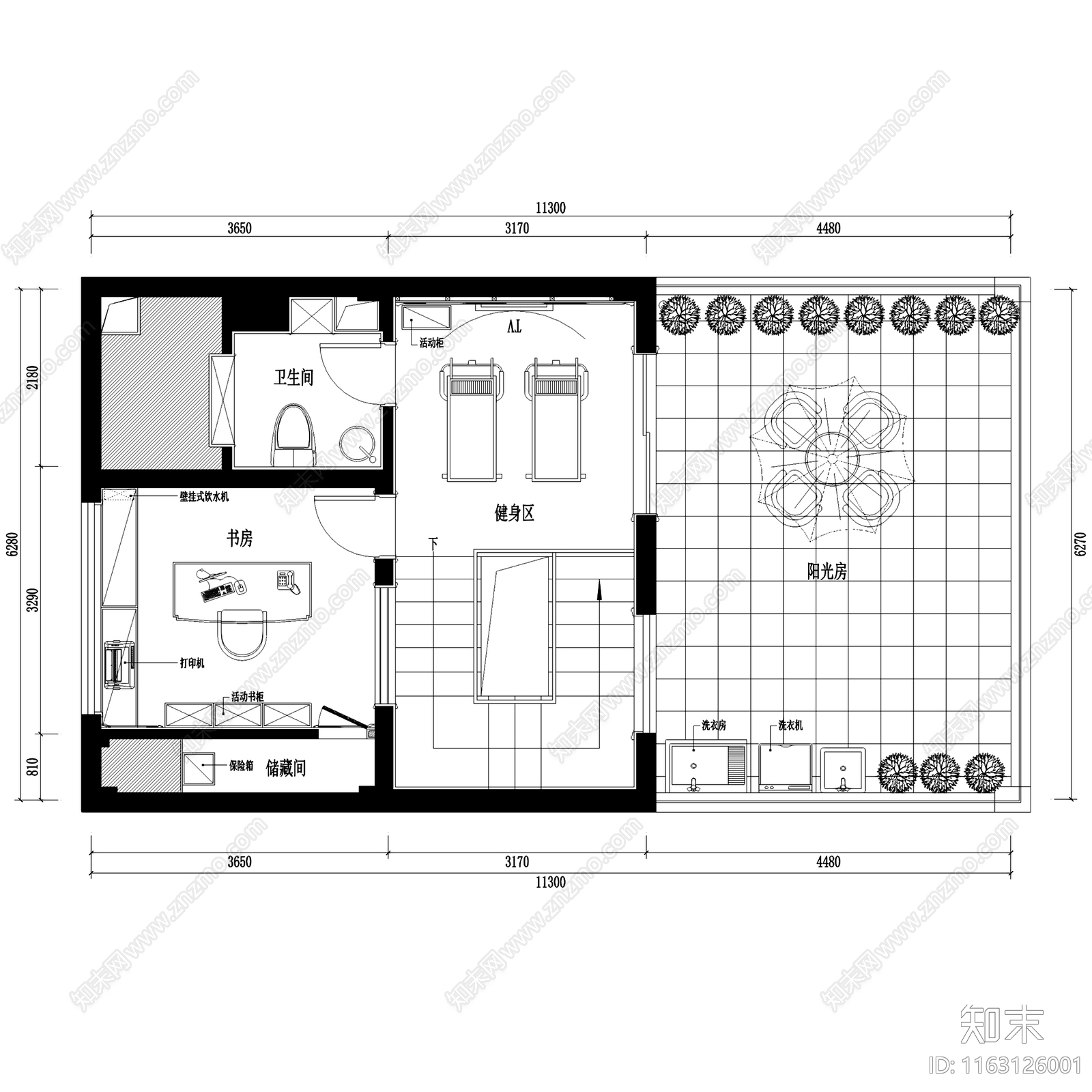 欧式玉屏御景花园五层别墅室内家装cad施工图下载【ID:1163126001】