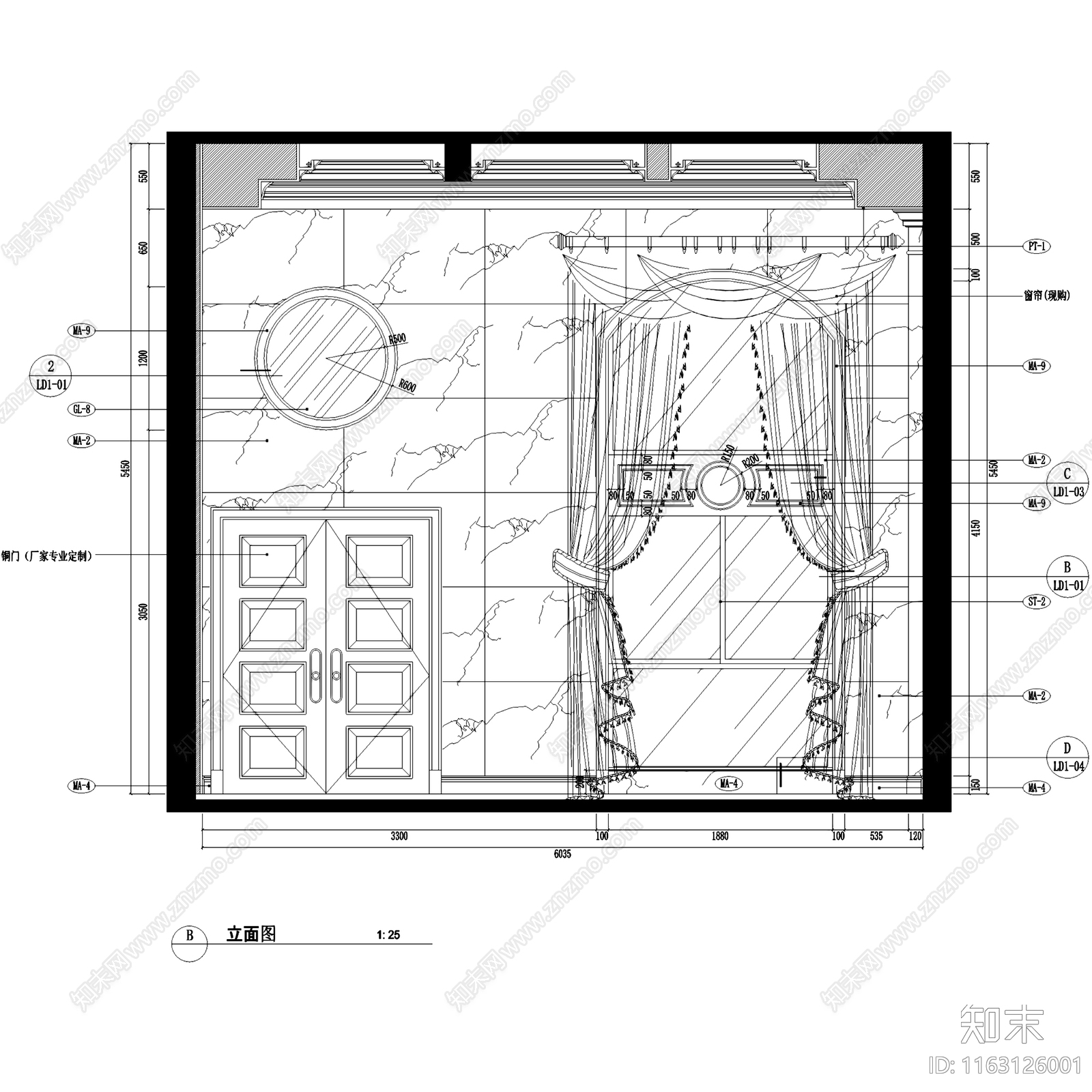 欧式玉屏御景花园五层别墅室内家装cad施工图下载【ID:1163126001】