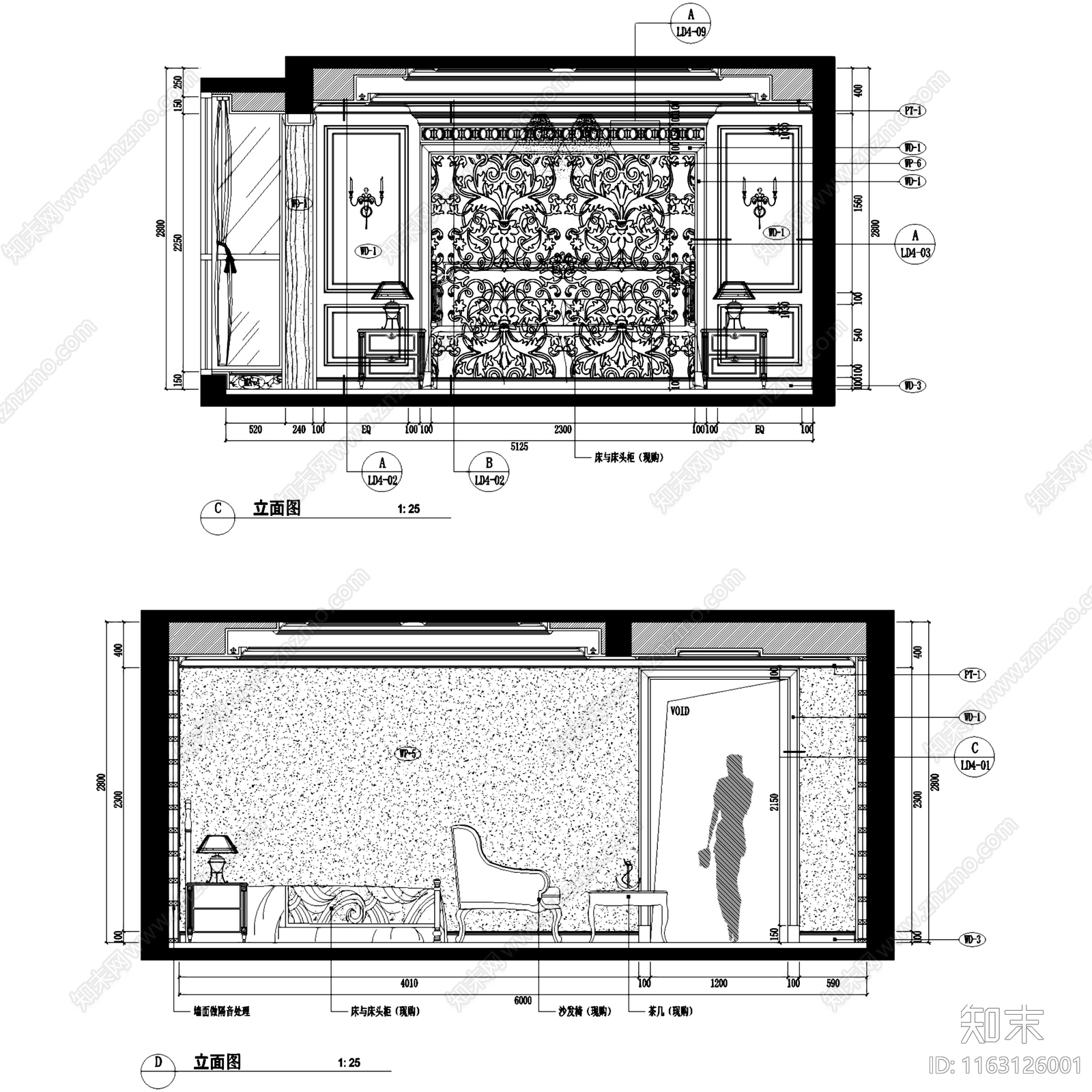 欧式玉屏御景花园五层别墅室内家装cad施工图下载【ID:1163126001】