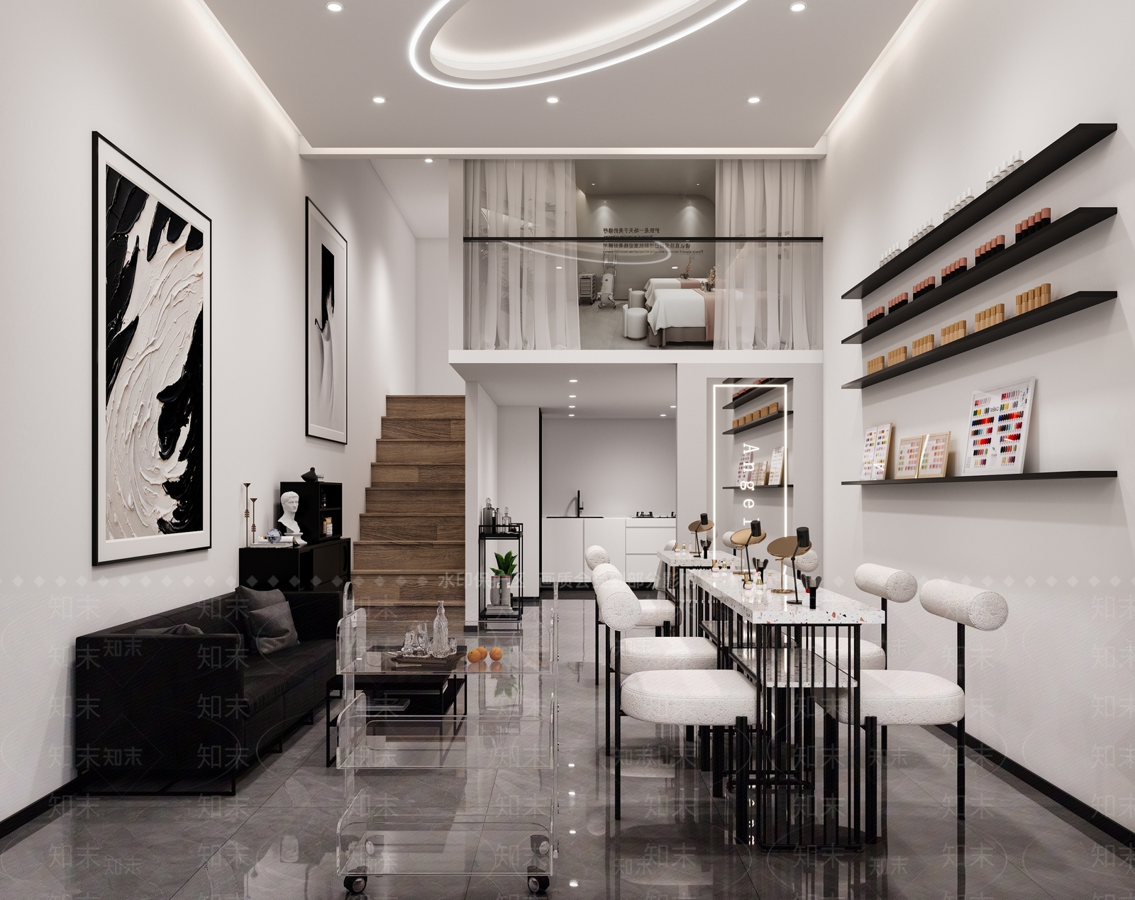现代极简美甲店3D模型下载【ID:1163130046】