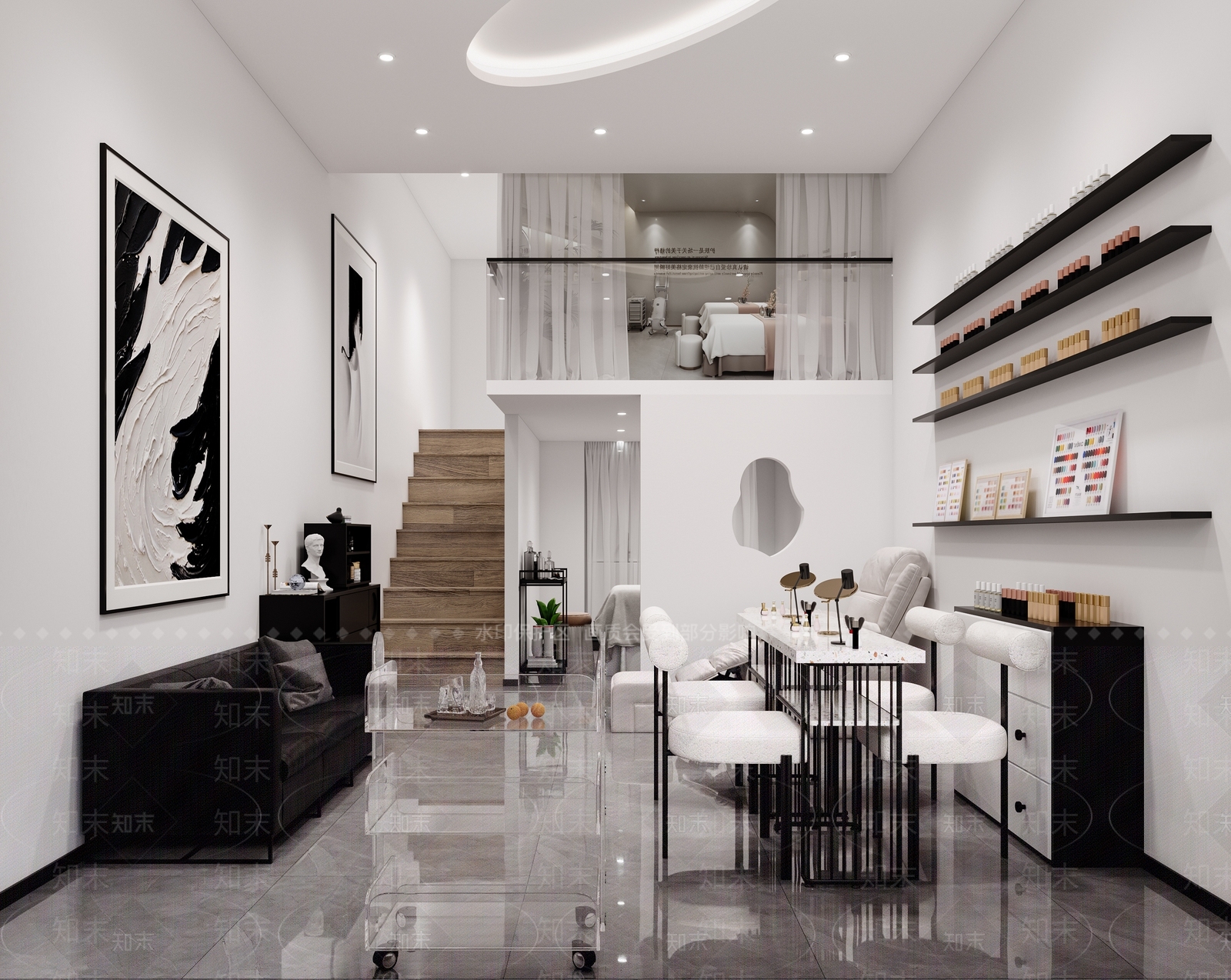 现代极简美甲店3D模型下载【ID:1163130046】