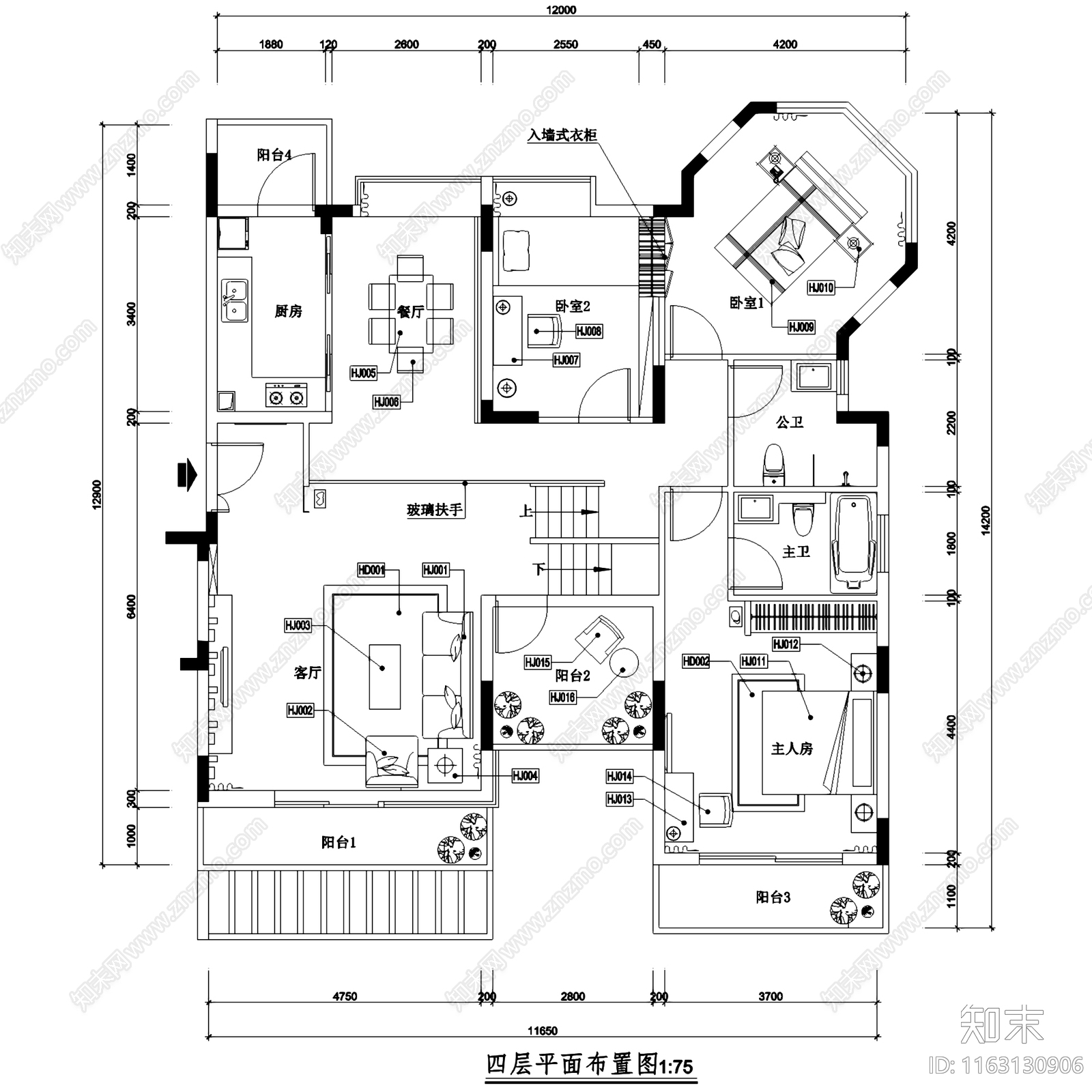 现代简约金众葛兰溪谷跃层复式夹层室内家装cad施工图下载【ID:1163130906】