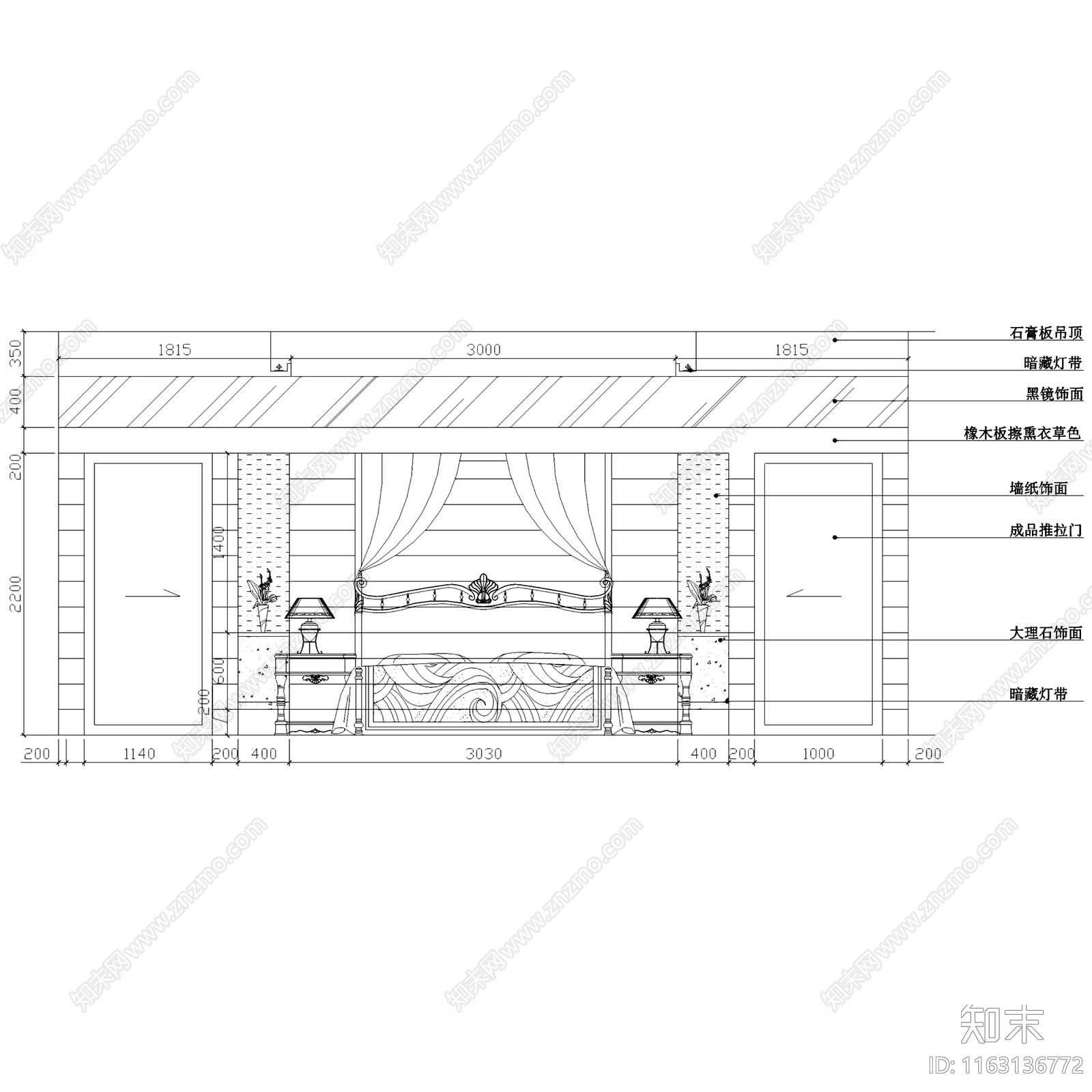 中式混搭风翡翠城四层别墅室内家装cad施工图下载【ID:1163136772】