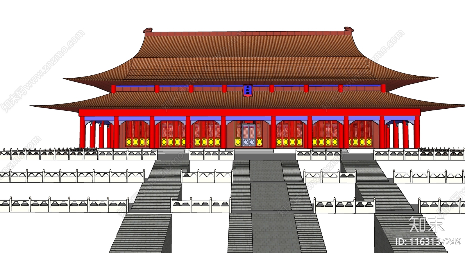 中式寺庙建筑SU模型下载【ID:1163137249】