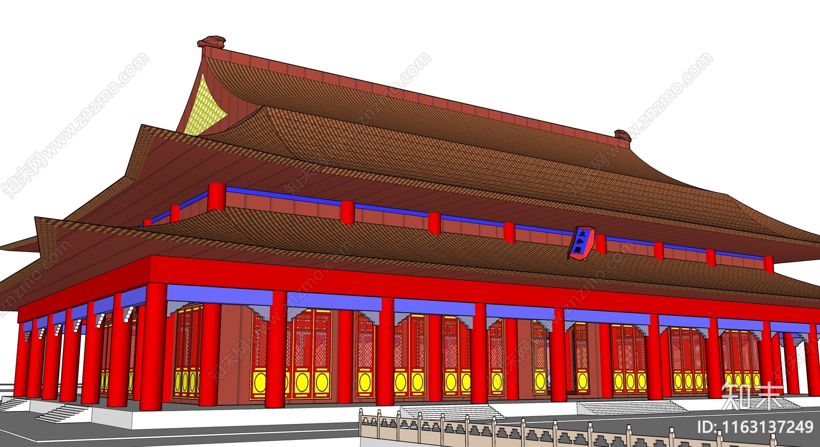 中式寺庙建筑SU模型下载【ID:1163137249】