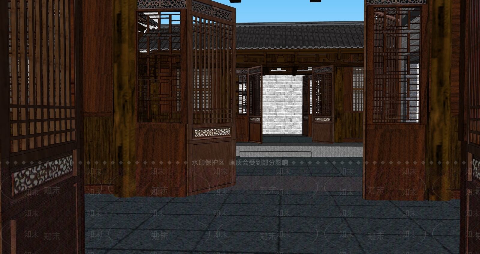 中式四合院SU模型下载【ID:1163139527】