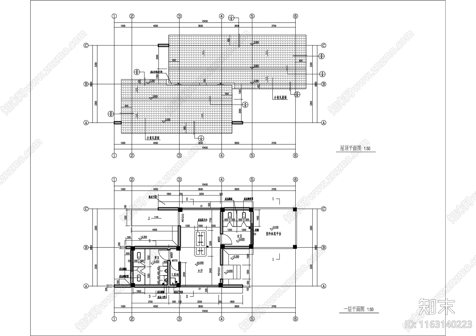 现代新中式公厕cad施工图下载【ID:1163140223】