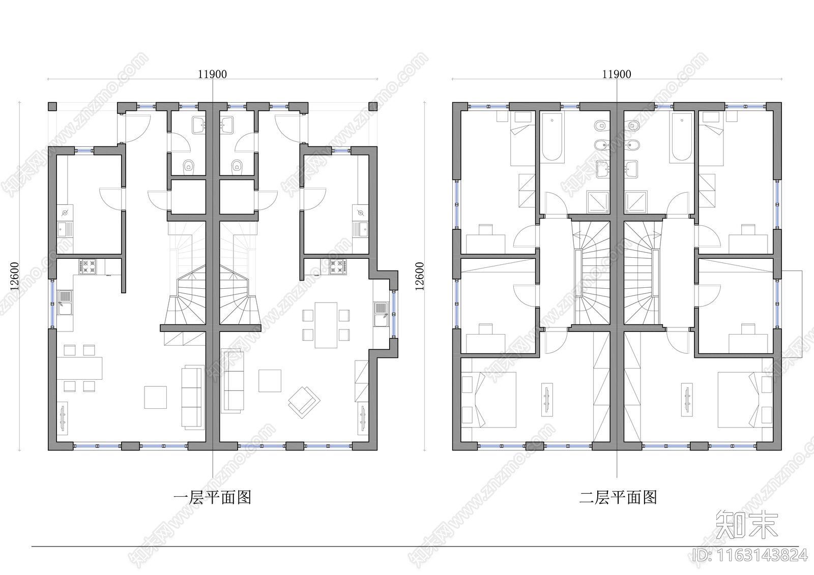 现代户型优化施工图下载【ID:1163143824】