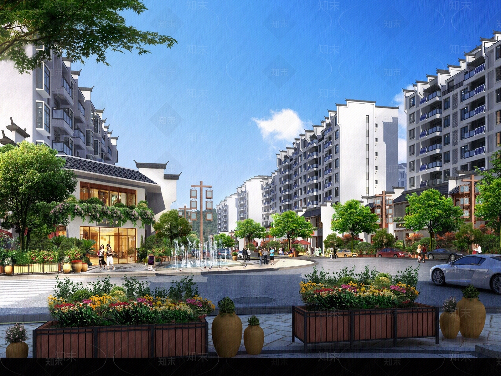 现代街道外景贴图下载【ID:1163145409】