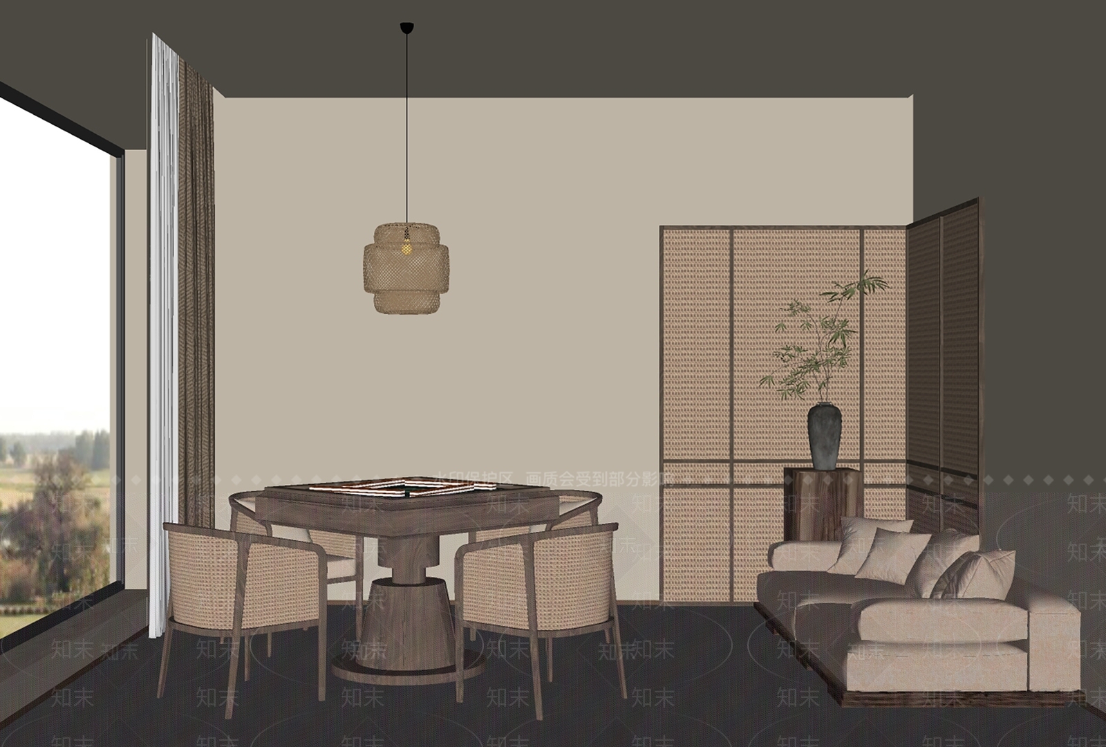 侘寂棋牌室SU模型下载【ID:1163145788】