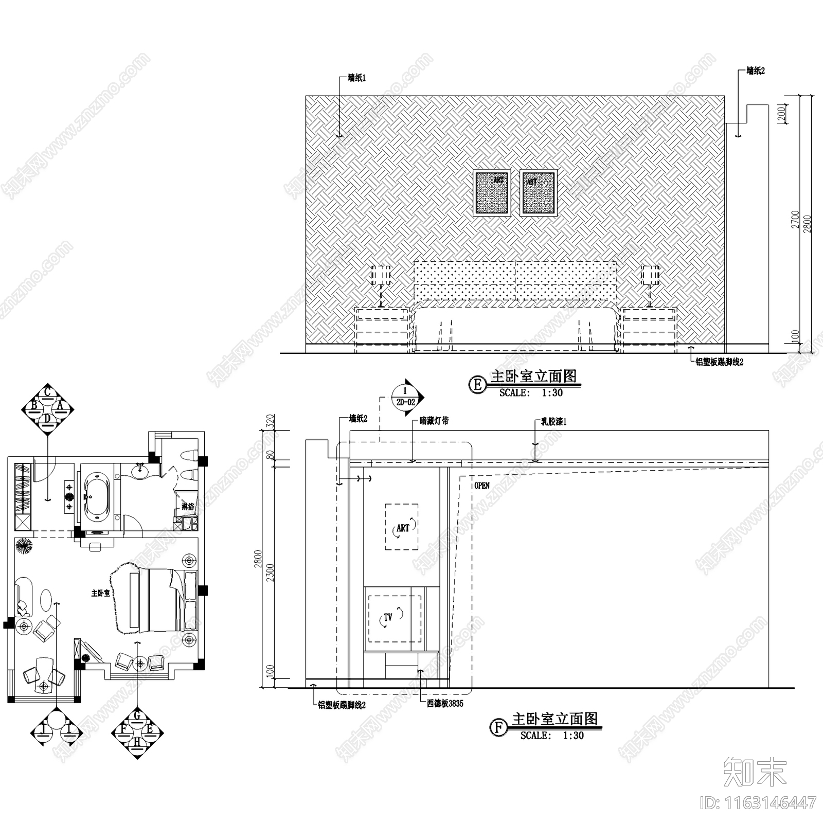 简欧欧式舜苑三层别墅室内家装cad施工图下载【ID:1163146447】