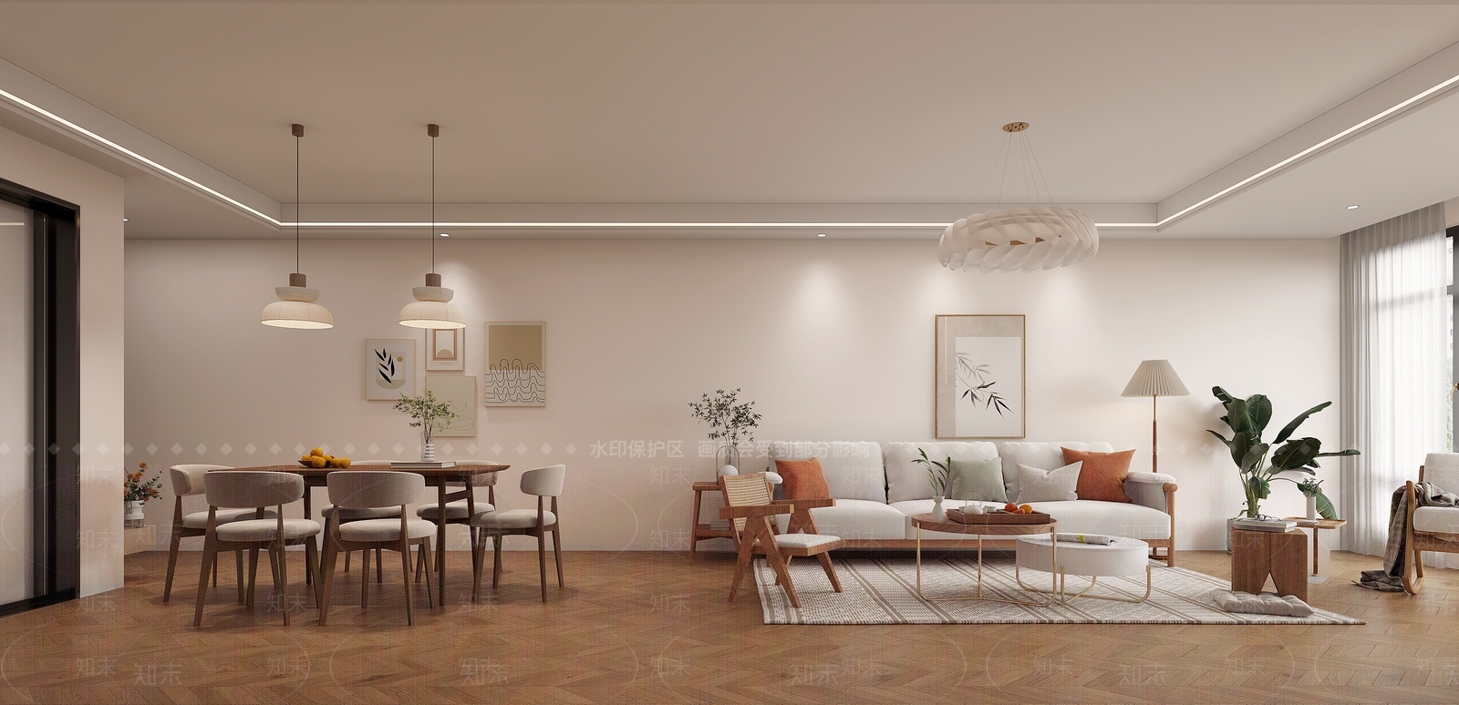 奶油家居餐厅3D模型下载【ID:1214621990】