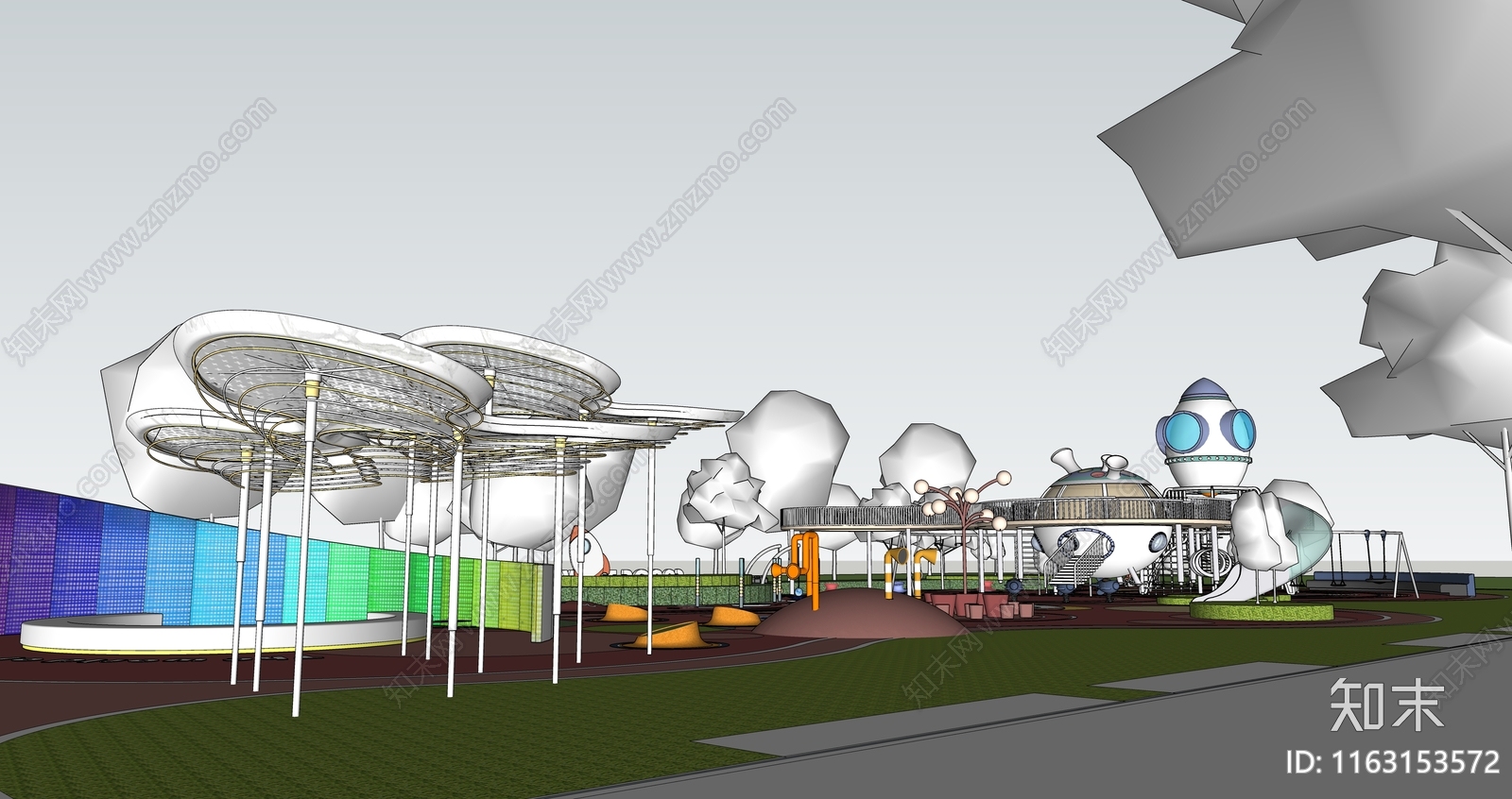 现代儿童游乐区SU模型下载【ID:1163153572】
