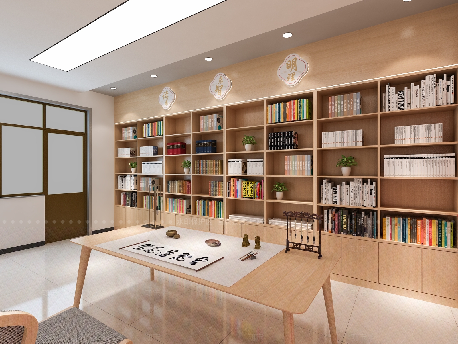 现代简约图书馆3D模型下载【ID:1163154813】