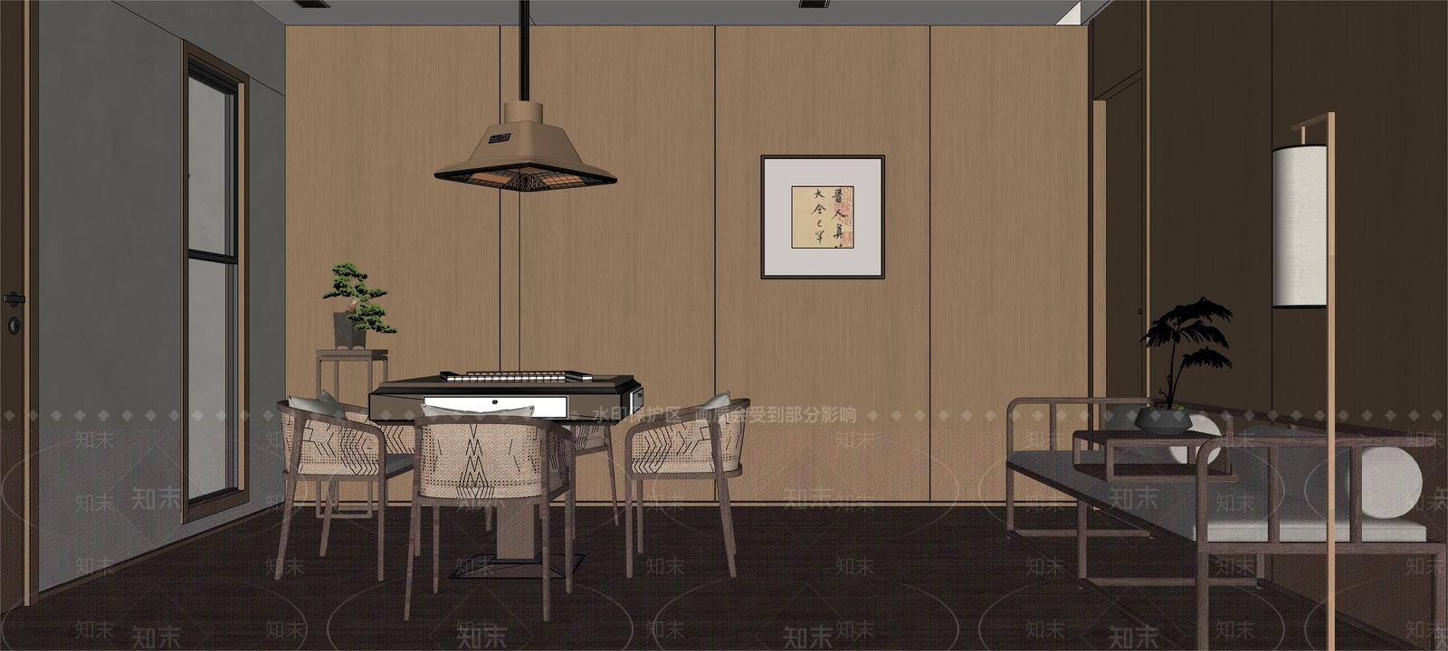 新中式棋牌室SU模型下载【ID:1163160183】