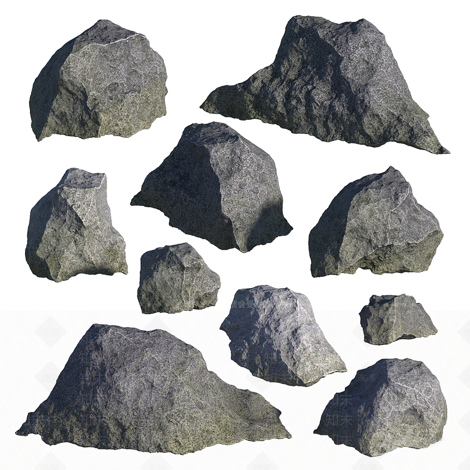 现代新中式石头3D模型下载【ID:1163167438】