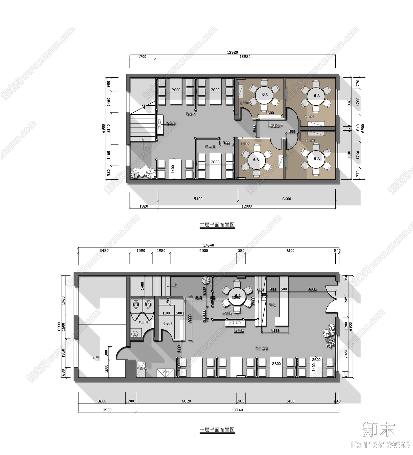 现代中餐厅cad施工图下载【ID:1163169595】