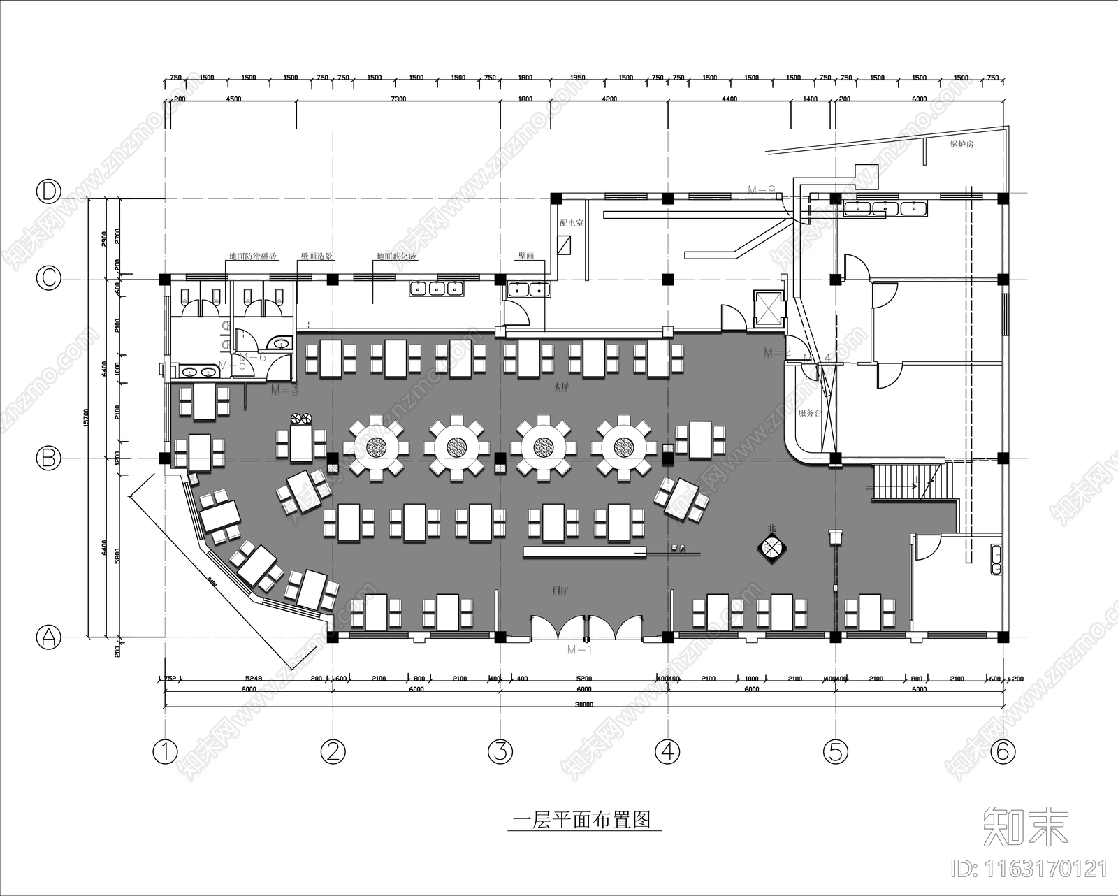 现代中餐厅cad施工图下载【ID:1163170121】