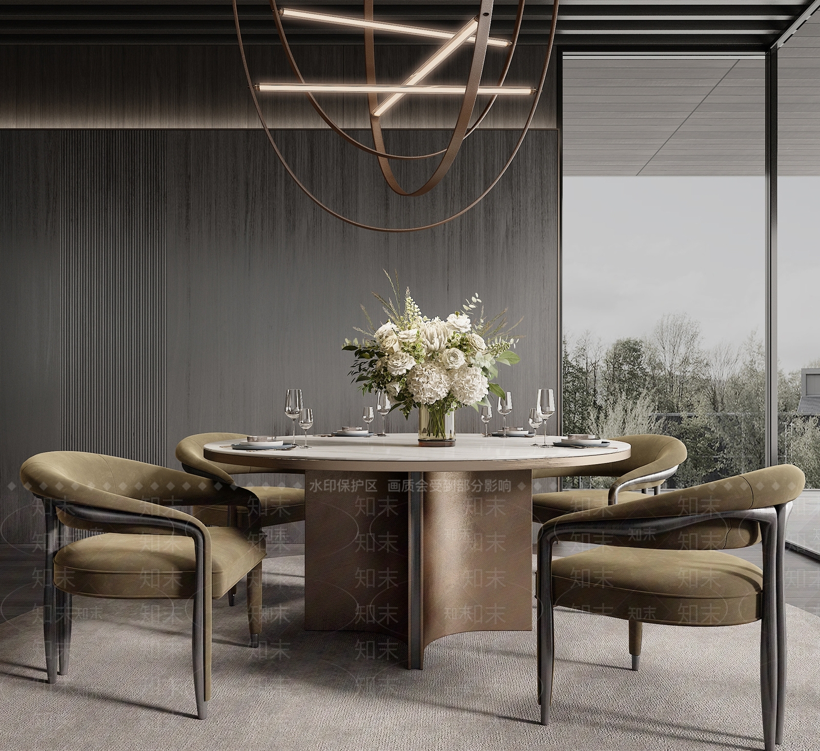 现代意式餐桌SU模型下载【ID:1163171879】