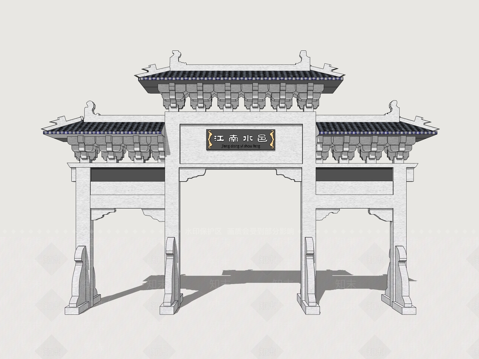 中式牌坊牌楼SU模型下载【ID:1163174022】