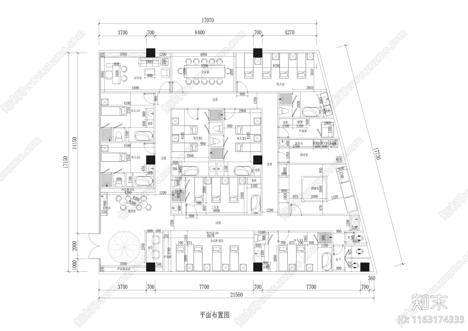 现代美容院cad施工图下载【ID:1163174333】