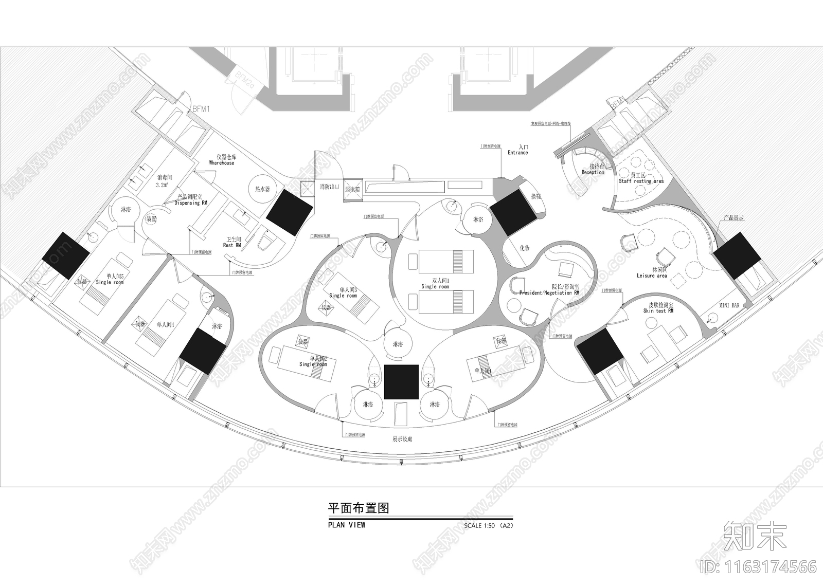 现代美容院cad施工图下载【ID:1163174566】