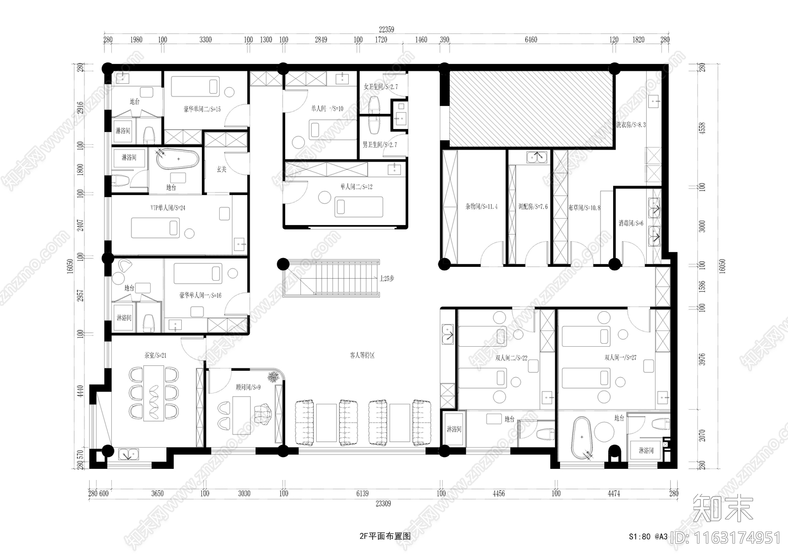 现代美容院cad施工图下载【ID:1163174951】