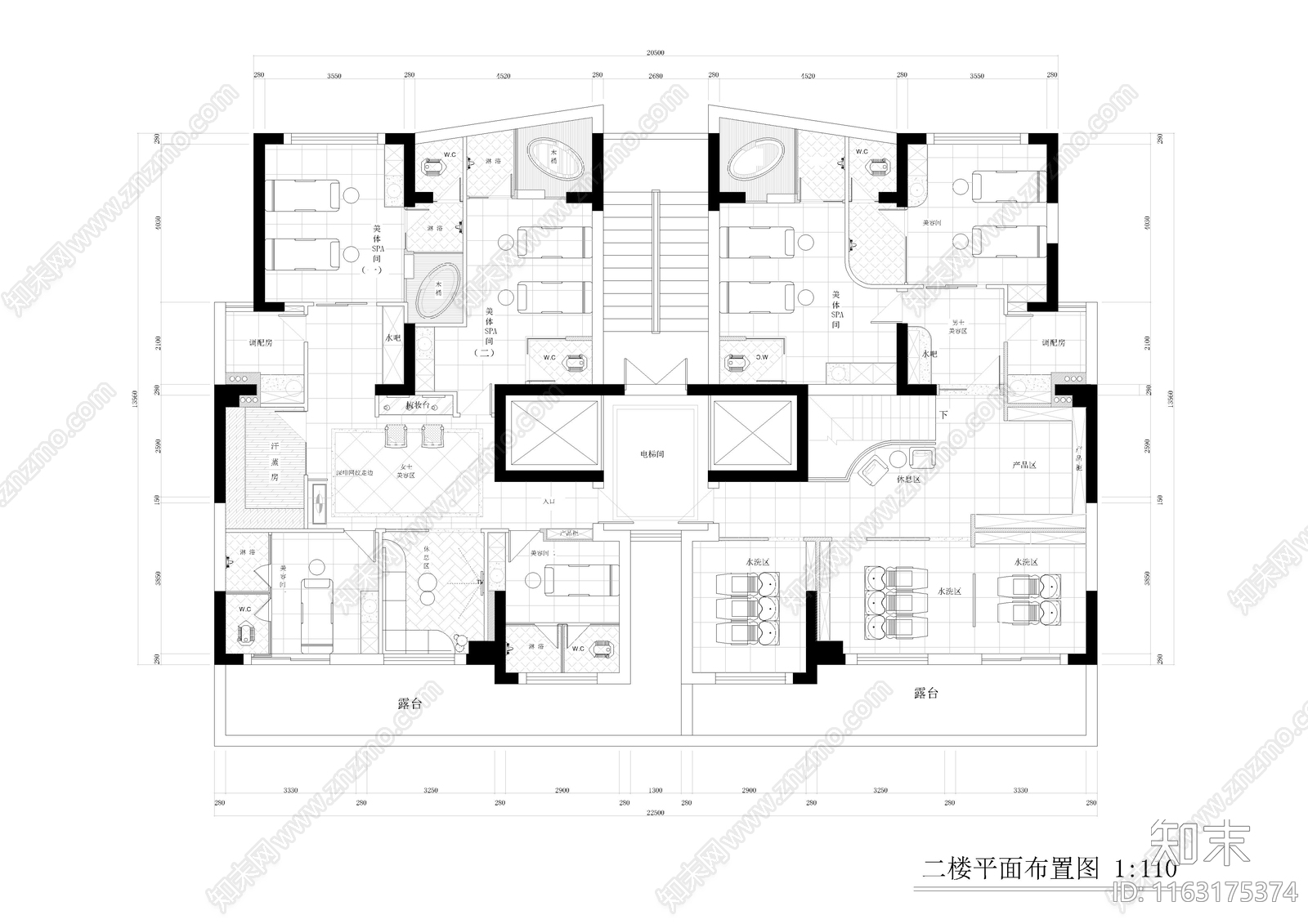 现代美容院cad施工图下载【ID:1163175374】