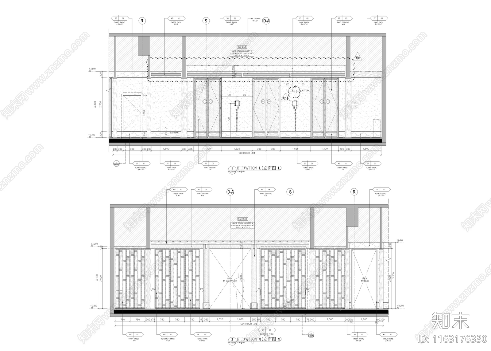 现代新中式中餐厅cad施工图下载【ID:1163176330】