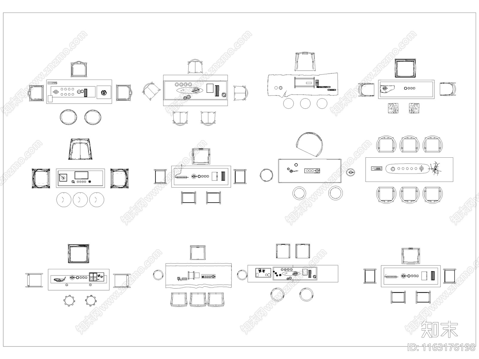 新中式桌椅施工图下载【ID:1163176198】