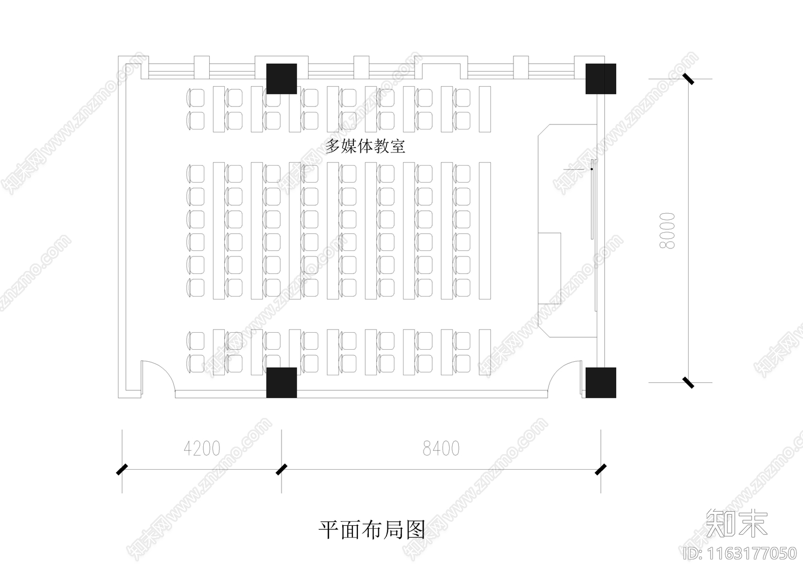 现代教室cad施工图下载【ID:1163177050】
