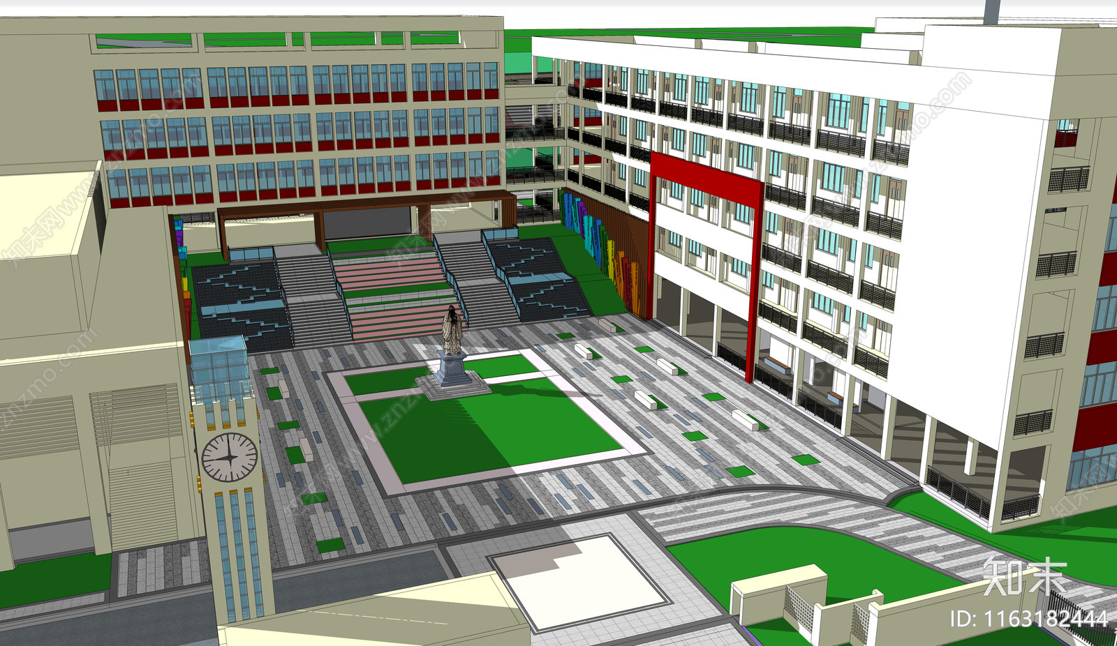 现代校园景观SU模型下载【ID:1163182444】