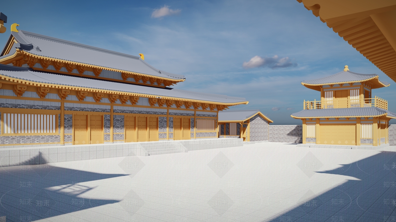 中式复古寺庙建筑SU模型下载【ID:1163184080】