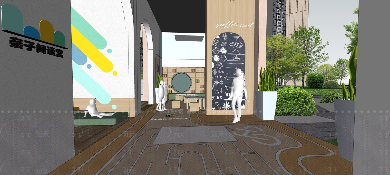 现代小区景观SU模型下载【ID:1163190128】
