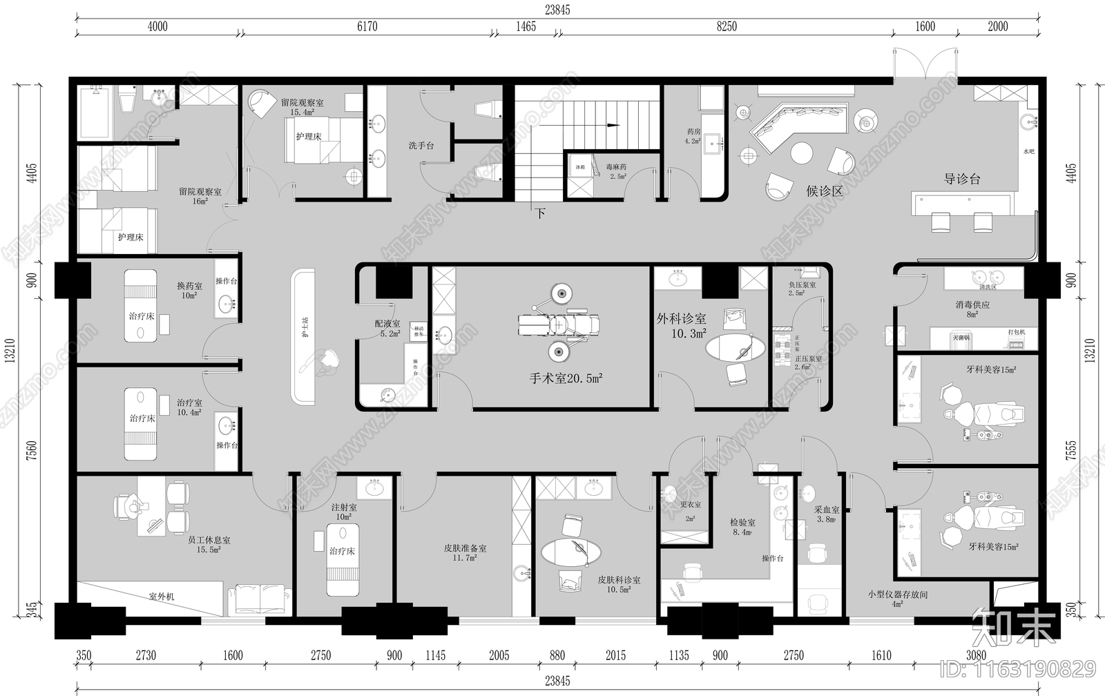 现代美容院施工图下载【ID:1163190829】