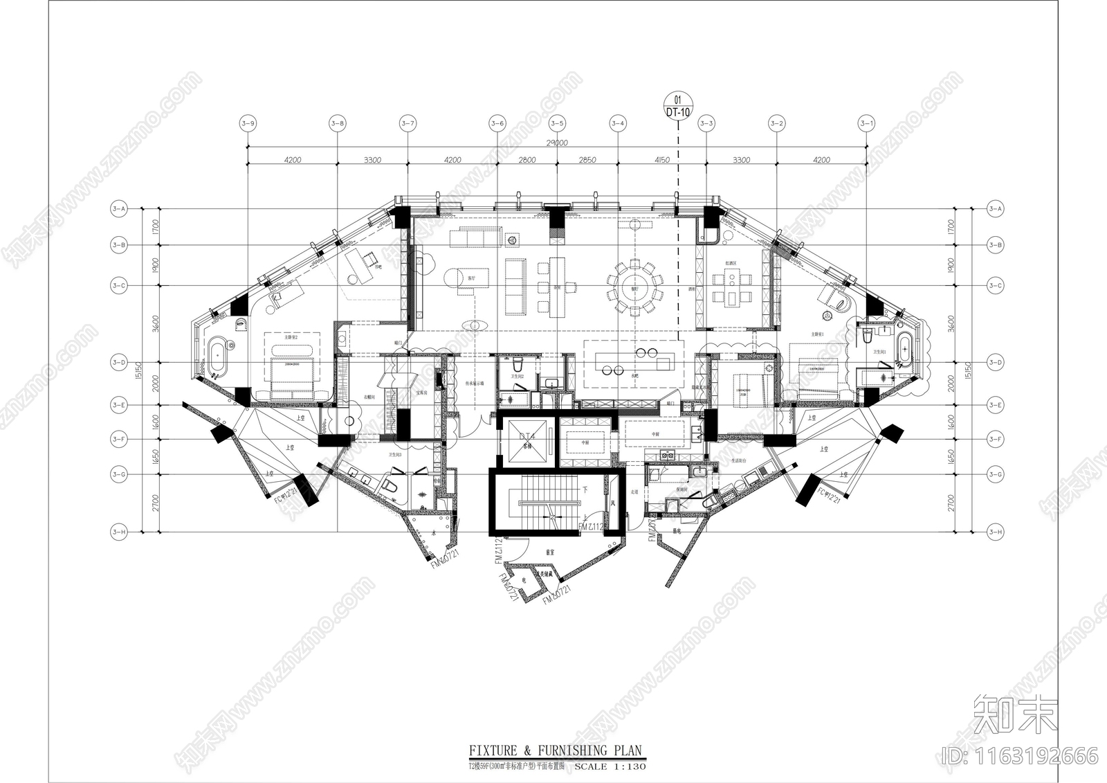 现代轻奢整体家装空间cad施工图下载【ID:1163192666】