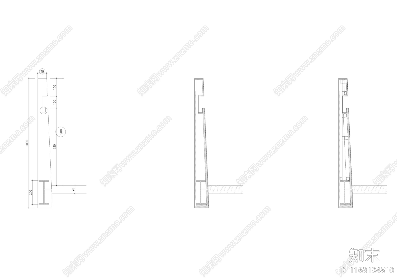 现代新中式楼梯节点cad施工图下载【ID:1163194510】