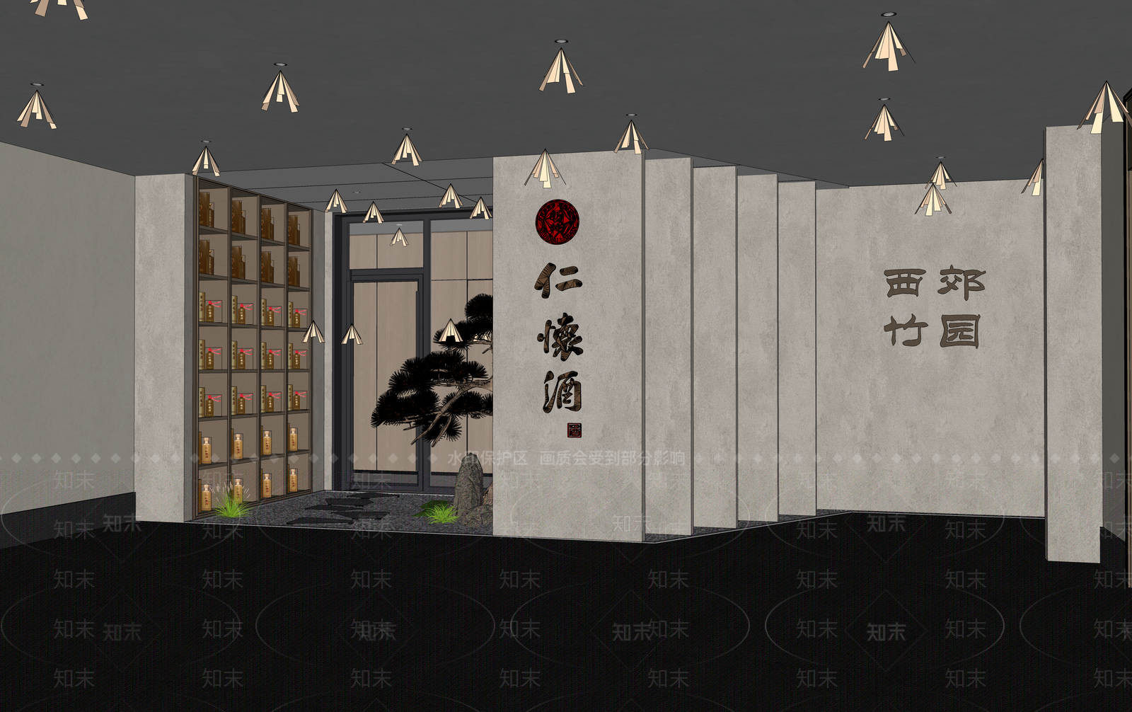 新中式电梯厅SU模型下载【ID:1163195638】