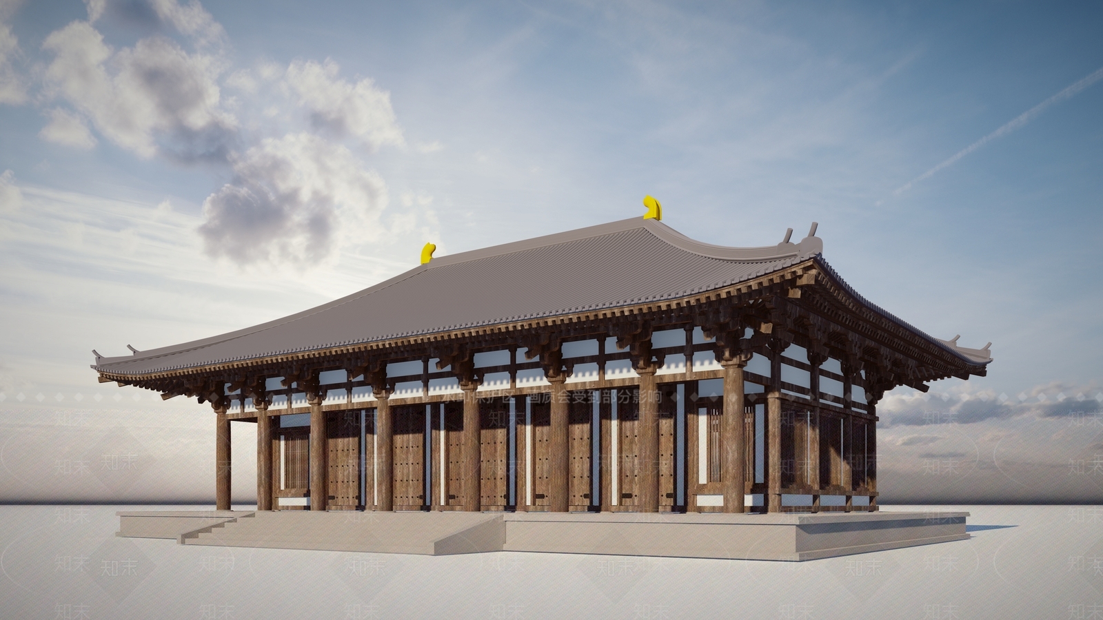 中式复古寺庙建筑SU模型下载【ID:1163197833】