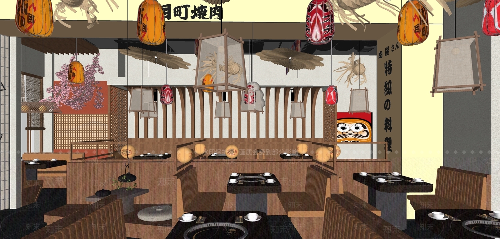 日式禅意日料店SU模型下载【ID:1163198567】